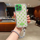For iPhone 16ProMax 16 15 14 13 Phone Case With Short Wristband, Colorful 3 in 1 Transparent Luxury Wave Point Acrylic Anti Fall, With Camera Protector Shockproof Clear Hard Full Cover