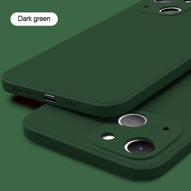 Slim Thin Luxury Square Liquid Soft Silicone Case For iPhone 16 15 14 Pro Max Protective Shockproof Back Cover with Microfiber Lining