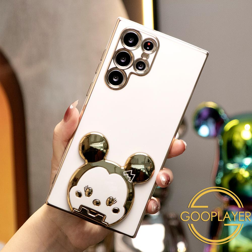 Plating Mouse Head Popstand Kickstand Phone Case for Samsung S25 S25Plus 25Ultra S24 S24FE S24Plus S24Ultra