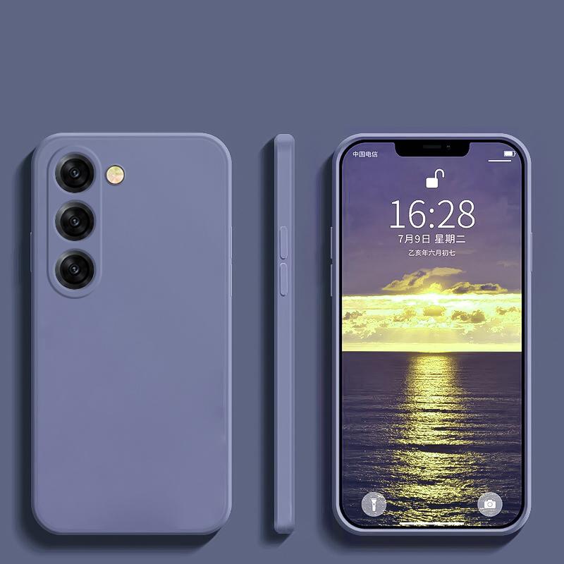 Square Liquid Silicone Matte Shockproof Phone Case For Samsung S25 S24 S23 Camera Protect Soft Cover