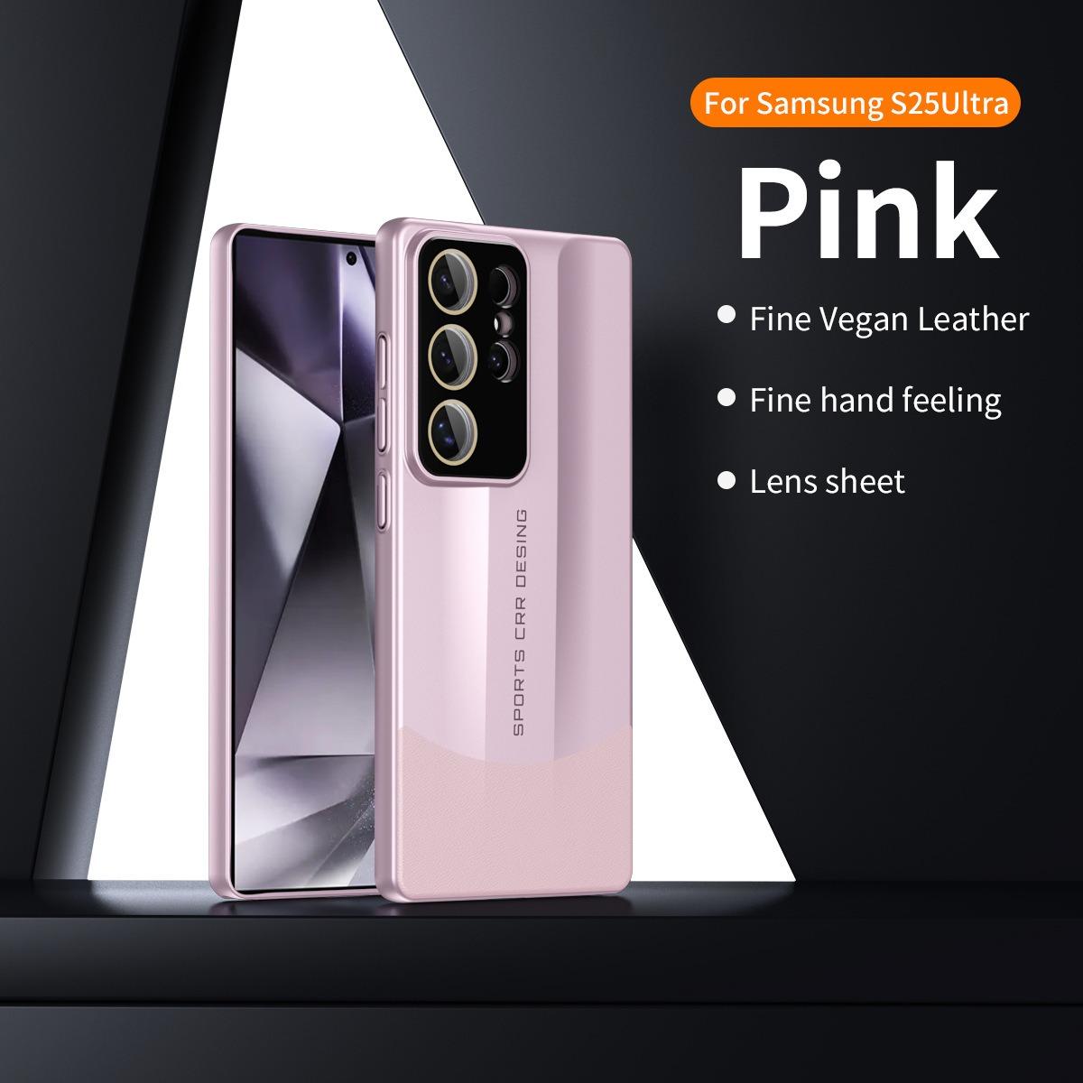 Premium PC Leather Two-tone Len Protector Shockproof Phone Case For Samsung S25Ultra S25 S24 S23 Hard Full Cover