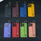For iPhone 16ProMax 16 15 14 13 12 Case With Wave Wristband, Luxury Durable Faux Leather Kickstand Shockproof Phone Case
