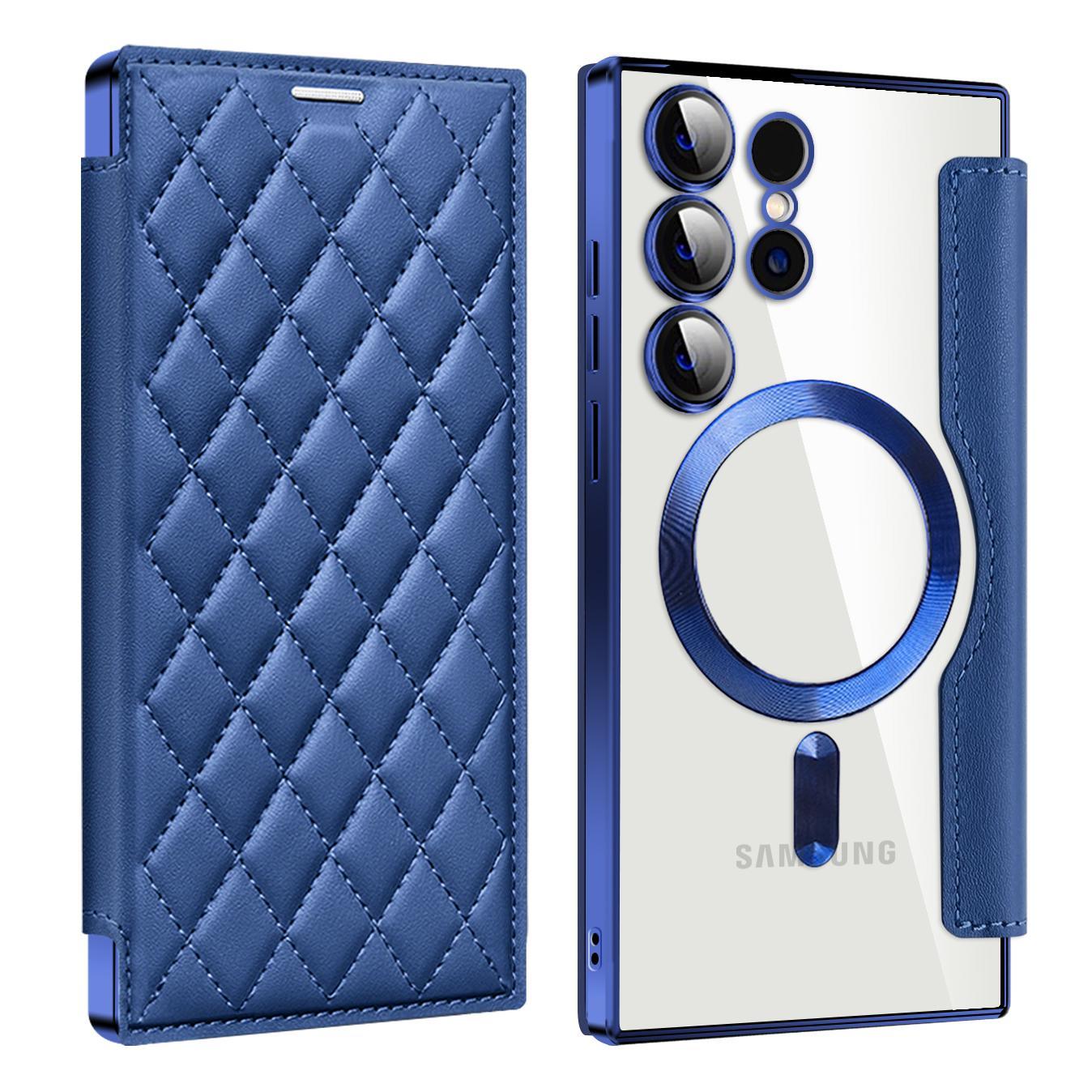 Magnetic Suction Flip Leather Case For Samsung S25 S24 S23 S22 for Magsafe Case High Leather Equipped With Lens Film Case