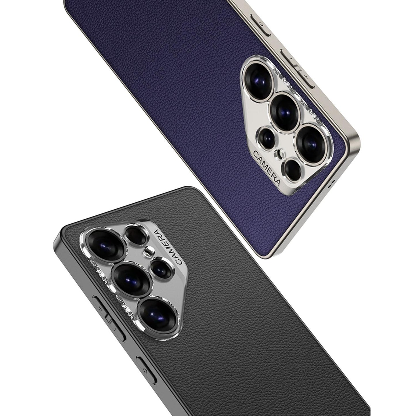 Business Lens Protector Plain Leather Phone Case for Samsung S25 S24 S23 Ultra Anti-Drop Full Cover Phone Case