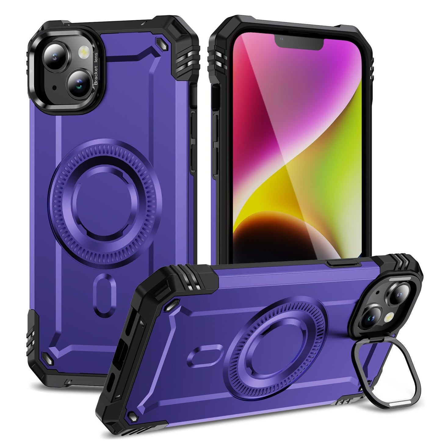 Anti-Dust Four Corner Anti-Fall Heavy Duty Protection Shockproof Strong Magnetic Phone Case With Camera Kickstand for iPhone 16ProMax 16 15 14 13 12 11 XR Hard Full Cover