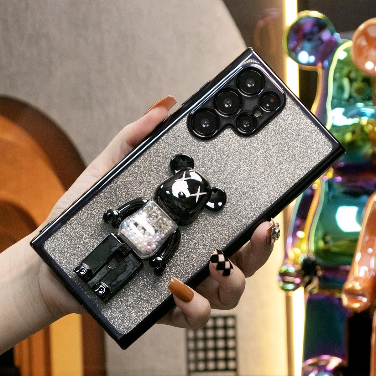 Luxury Plating 3D Candy Bear Glitter Clear Gradient TPU Plating Shockproof Soft Phone Case For Samsung S25 S24 S23 S22 S21 Note20