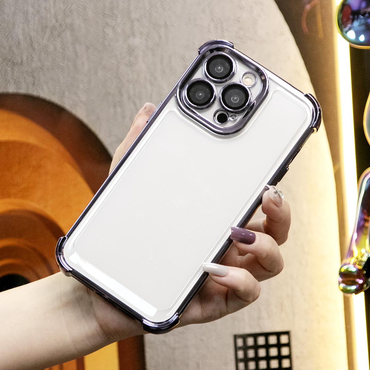 Luxury Plating Four Corners Shockproof Clear Case For iPhone 16 15 14 13 12 11 XR XSMax X/XS Transparent Built-in Camera Protector Hard Acrylic Bumper Armor Full Cover