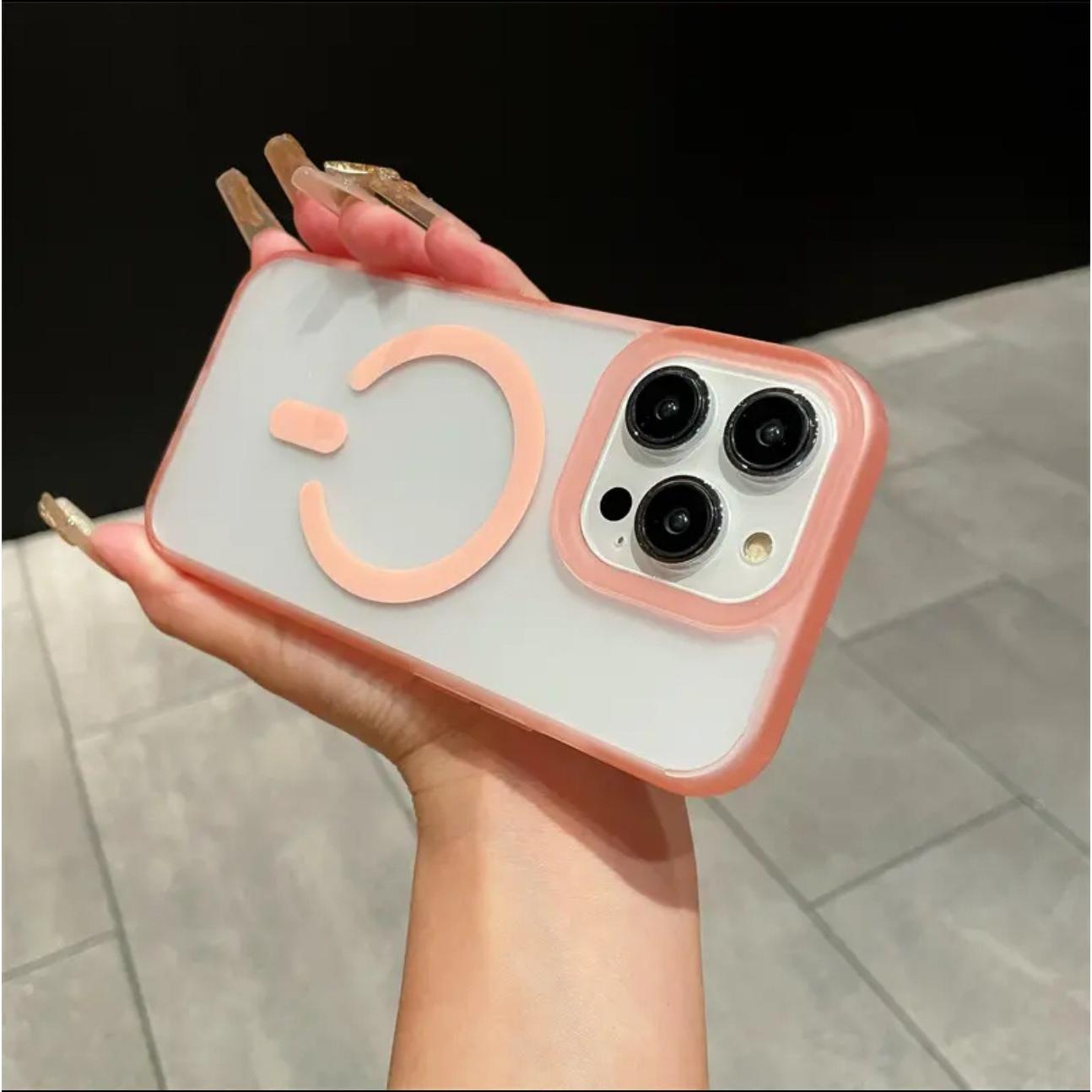 Colorful Matte Clear Macaron C Pattern Magnetic Phone Case For iPhone 16ProMax 16 15 14 13 12 11 Pro Max Plus Transparent [Not Yellowing] [Skin Feel] Shockproof Hard Full Cover