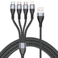 1.2m/2m 6A 4in1 One Drag Four Fast Filling Line Cable Aluminum Alloy + Two-color Braided Thread Fast Charging IP Type-C Android Universal