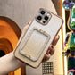 Glitter Transparent Gradient 3D Crystal Square Holder Plating Phone Case For iPhone 16 15 14 13 12 Pro Max Clear Soft TPU Back Cover