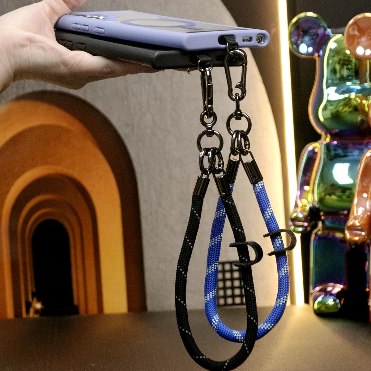Transparent Magnetic Shockproof Hard Phone Case With Multifunctional Climbing Rope For Samsung S25 S25Plus S25Ultra S24 S24FE S24Plus S24Ultra Candy Color Edges Clear Acrylic Cover