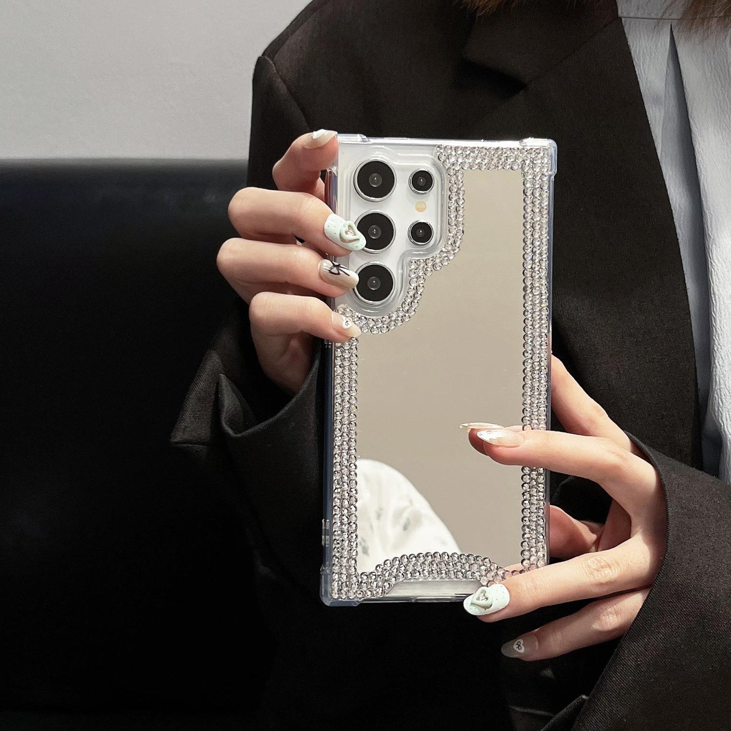 For Samsung S25Ultra S25 S24 S23 S22 S21 Phone Case, Luxury Glitter Rhinestone Mirror Plating Acrylic, Camera Protection Hard Full Cover