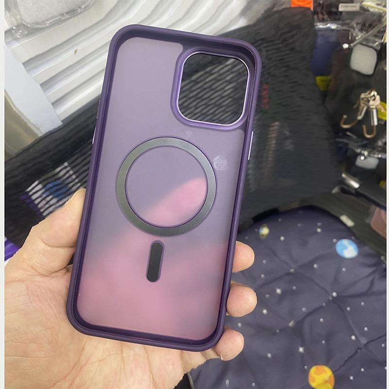 For iPhone 16ProMax 16 15 14 13 12 11 Plus Pro Max Phone Case, Matte Transparent Magnetic Acrylic Slim, Metal Camera Protection Hard Full Cover