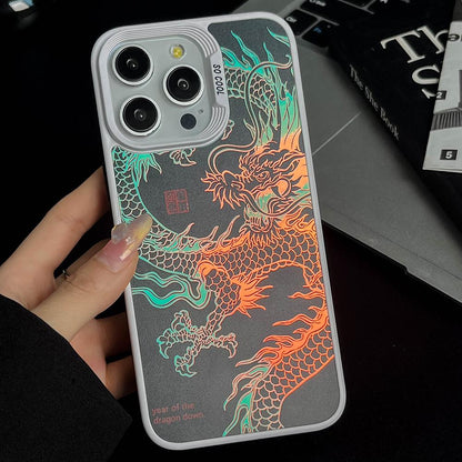 Gradient Color Luminous Dragon Phone Case For iPhone 16ProMax 16 15 14 13 12 11 Pro Max Plus Shockproof Protection Hard Full Cover