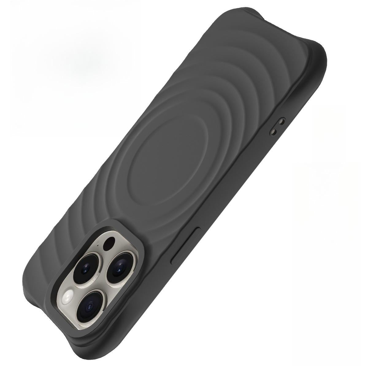 Matte Ripple Pattern Magnetic Silicone Phone Case For iPhone 16ProMax 16E 16 15 14 13 12 Skin Feel Heavy Duty Protection Shockproof Soft Full Cover