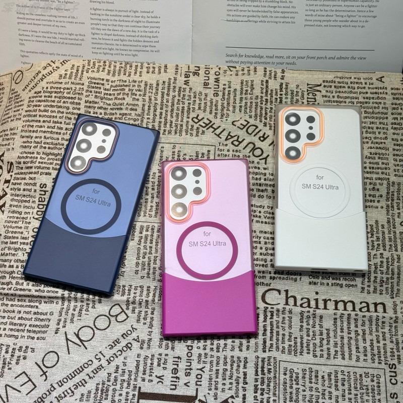 Matte Clear Fission Magnetic Two-tone Slim PC Phone Case For Samsung S25Ultra S25 S24 S23 S22 Transparent Skin Feel Bumper Shockproof Hard Full Cover