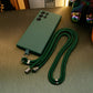 Silicone Matte Phone Case With Woven Lanyard For SamsungS25 S25Plus S25Ultra S24 S24FE S24Plus S24Ultra Camera Protect Soft Cover