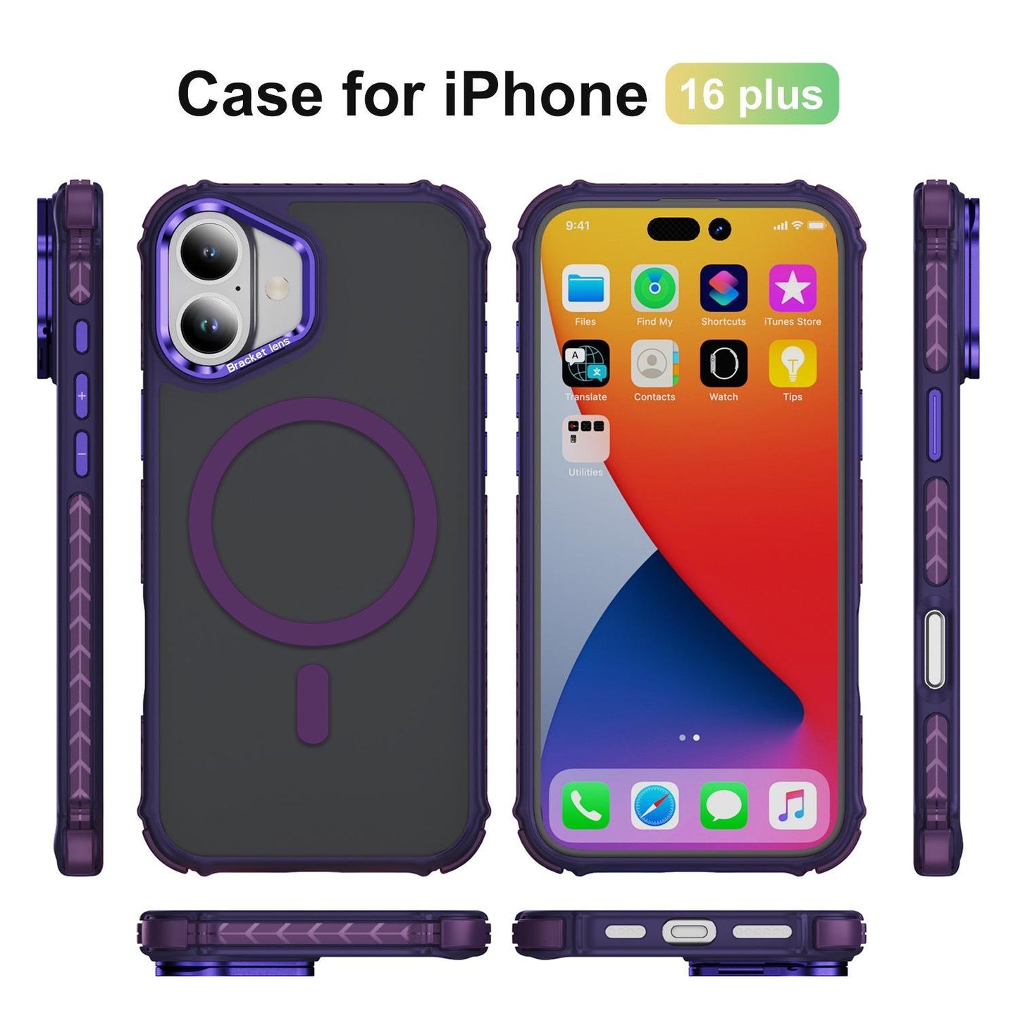 Two-Tone Matte Transparent Anti-Dust Four Corner Anti-Fall Bumper Shockproof Strong Magnetic Phone Case With Metal Camera Kickstand for iPhone 16ProMax 16 15 14 13 12 11 XR Hard Cover