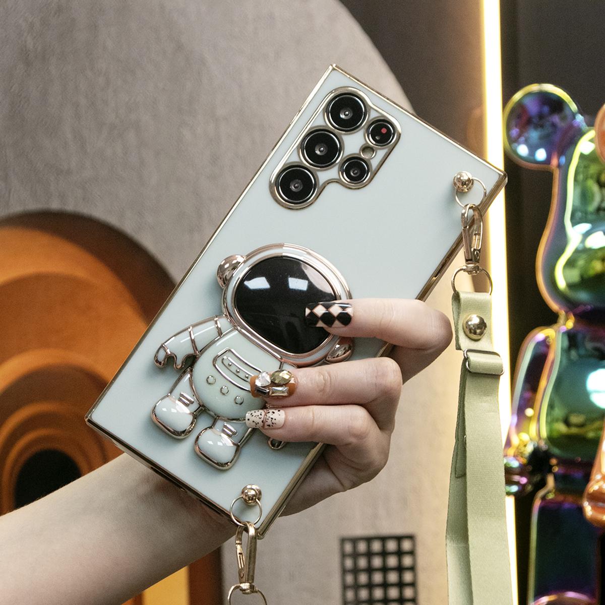 Astronaut Holder Crossbody Lanyard Phone Case for Samsung A16 A06 A55 A54 A35 A34 A25 A24 A15 Soft TPU Back Cover