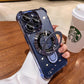 Glitter Plating Acrylic with Len Protector Phone Case with Magnetic Kickstand For iPhone 16ProMax 15 14 13 12 Four Corner Shockproof Hard Full Cover