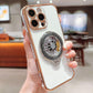 Plating Love Heart TPU Phone Case with Metal Magnetic Gyro Rotating Kickstand For iPhone 16ProMax 15 14 13 12 Shockproof Support Wireless Charging Soft Full Cover