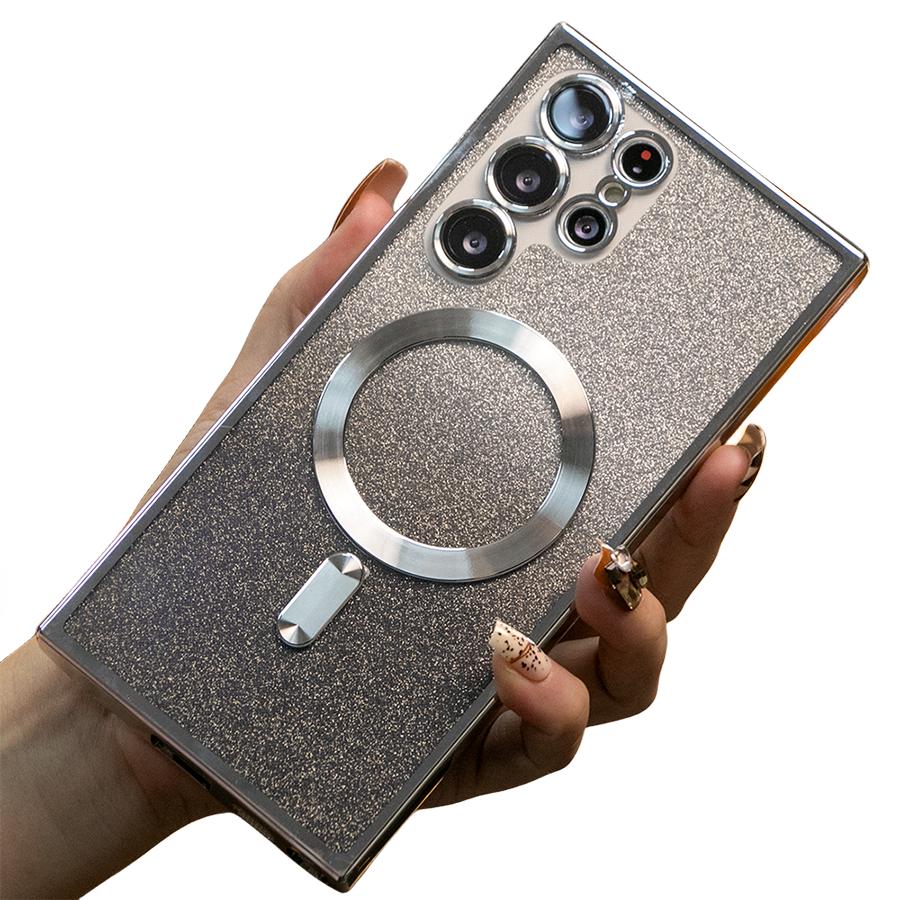 Glitter Gradient Magnetic Wireless Charge Transparent Soft Phone Case For Samsung A15 A25 A35 A55