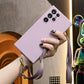 Square Liquid Silicone Matte Shockproof Crossbody Lanyard Phone Case For Samsung S25 S24 S23 Camera Protect Soft Cover