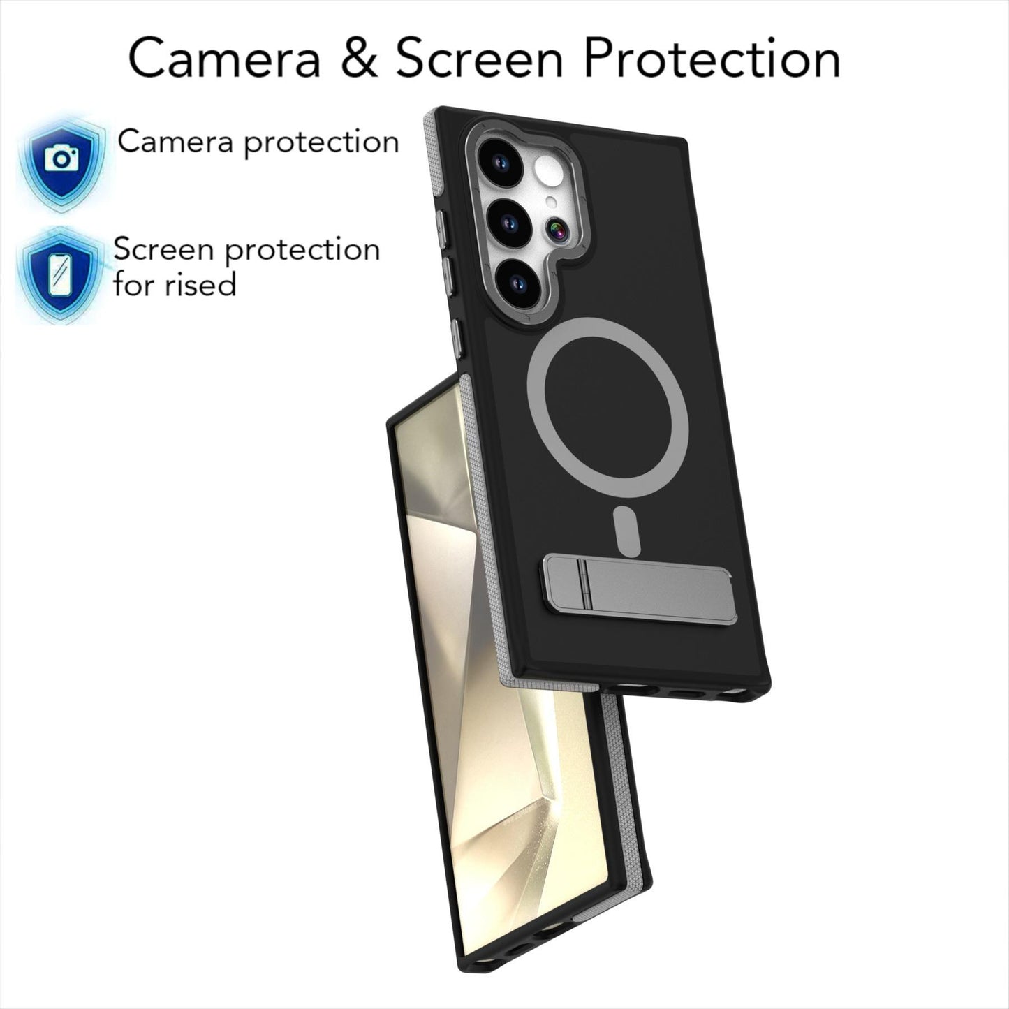 For Samsung S25Ultra S25+ S25 S24 S23 Phone Case With Line Bracket, Metal Camera Protection, Elegant Kickstand Matte Strong Magnetic Case Camera Shockproof Bumper Hard Cover