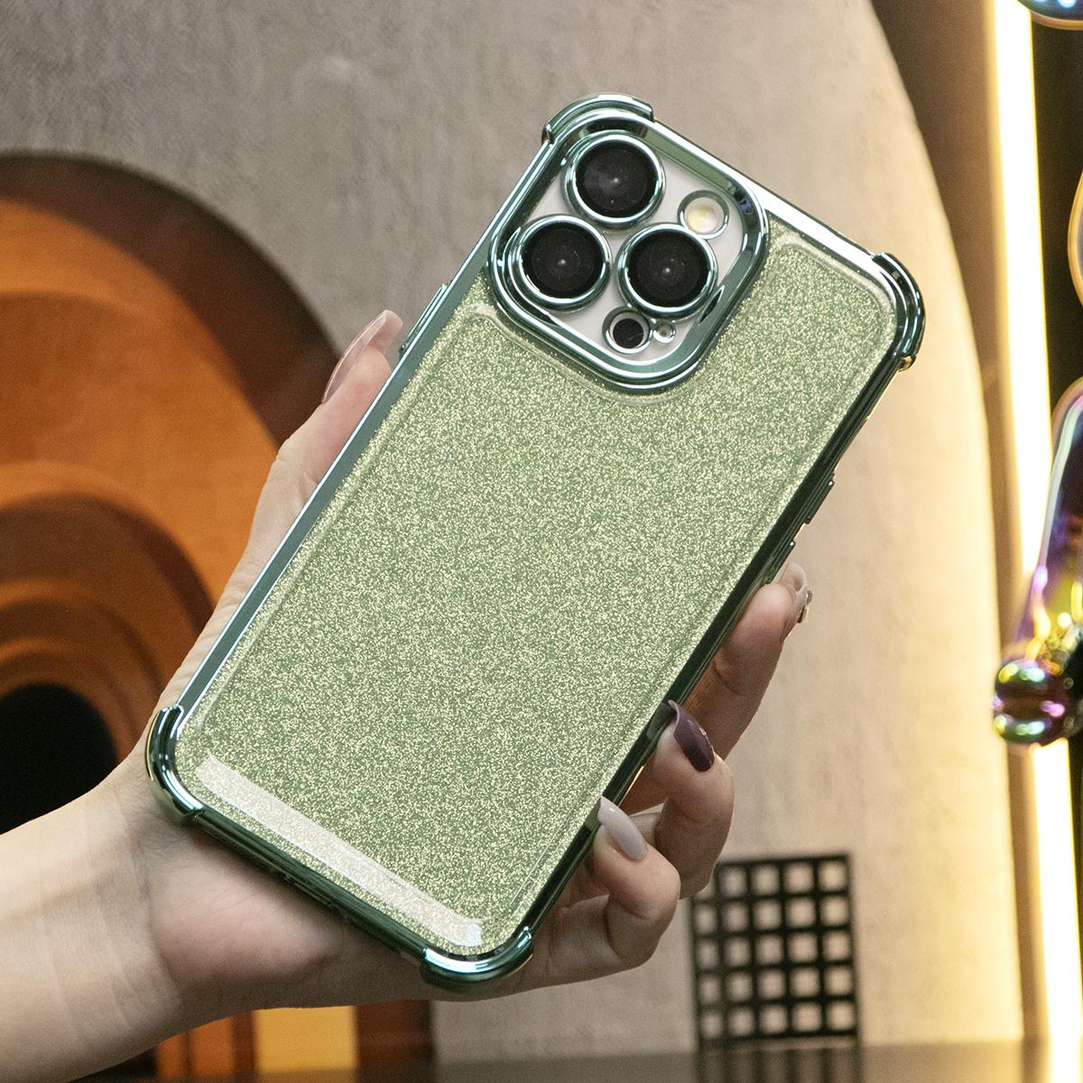 Glitter Clear Four Corners Anti Fall Transparent Plating Phone Case For iPhone 16 15 14 13 12 11 XR XSMax X/XS Built-in Camera Protector Hard Full Cover