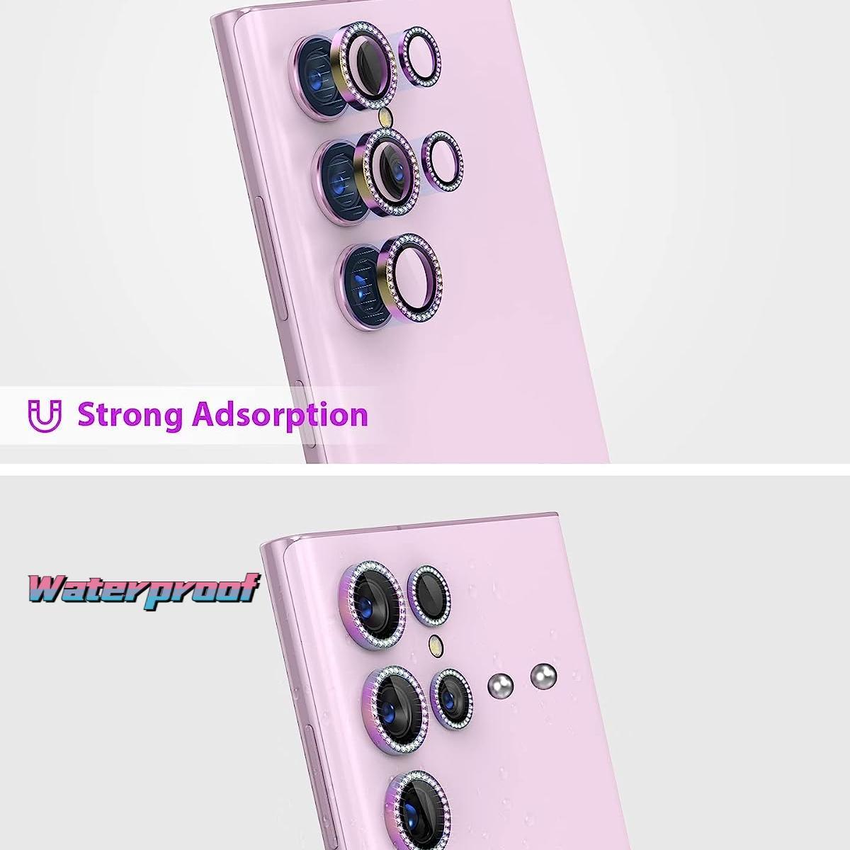 Diamond 9H Tempered Glass Camera Lens Protector Alloy Ring Cover for Samsung Galaxy S25 Ultra S24 Ultra
