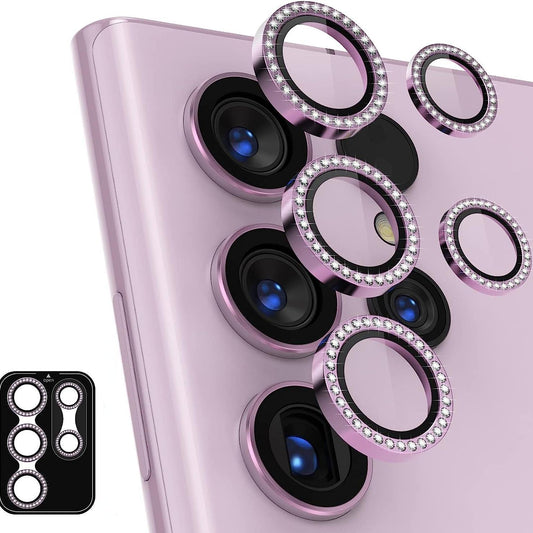 Diamond 9H Tempered Glass Camera Lens Protector Alloy Ring Cover for Samsung Galaxy S25 Ultra S24 Ultra