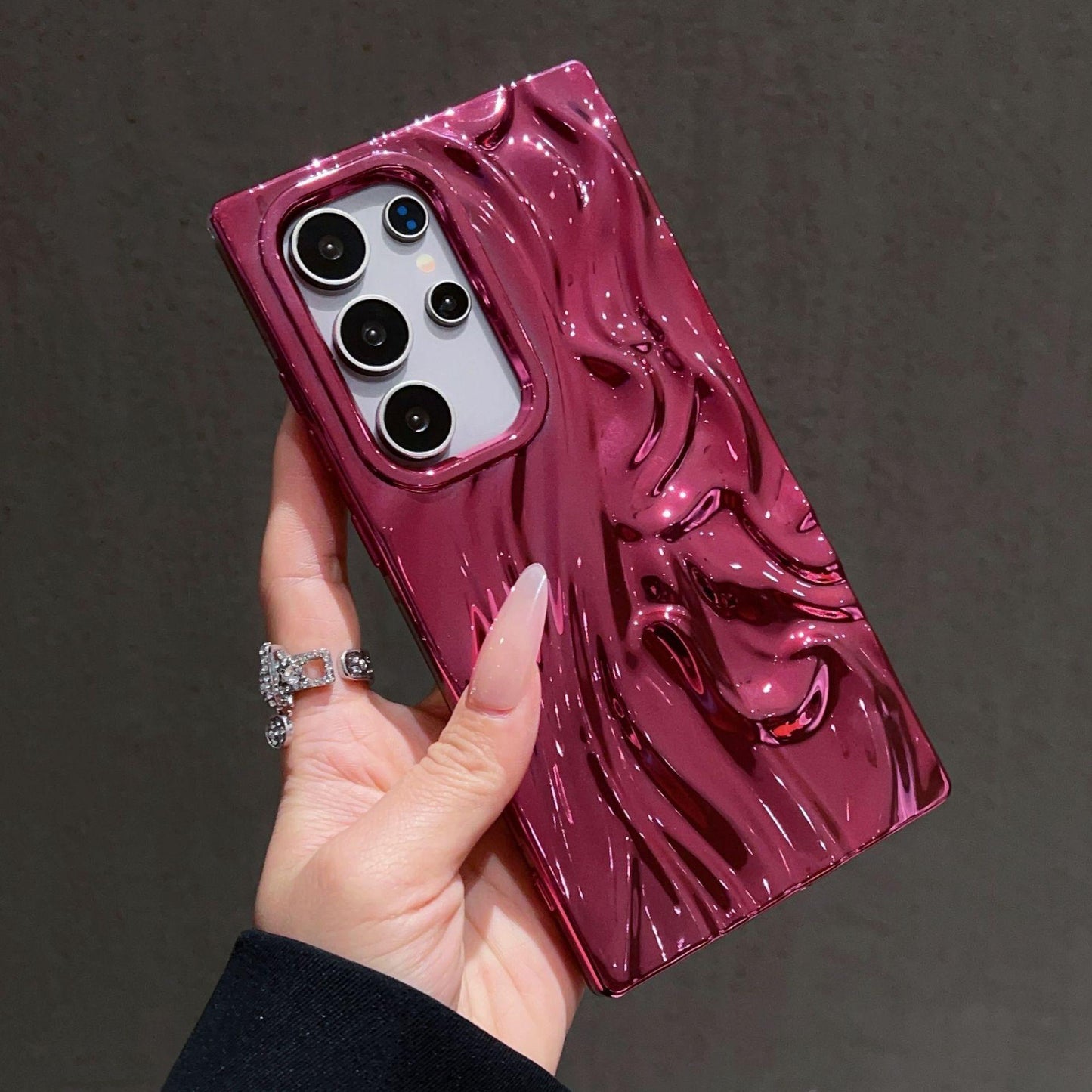 For Samsung S25Ultra S25 S24 A56 A55 A54 A36 A35 A26 A25 A16 A15, Luxury Fancy Shape Cool Wrinkled Tin Foil Pattern Plating Hollow Heat Dissipation Case Cooling Soft Back Cover