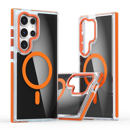 Dual Color Translucency Black Strong Magnetic For Magsafe Phone Case For Samsung S25Ultra S25+ S25 S24Ultra S23FE S23Ultra A55 A35 A25 A16 Metal Frame Shockproof Bumper Acrylic Hard Cover