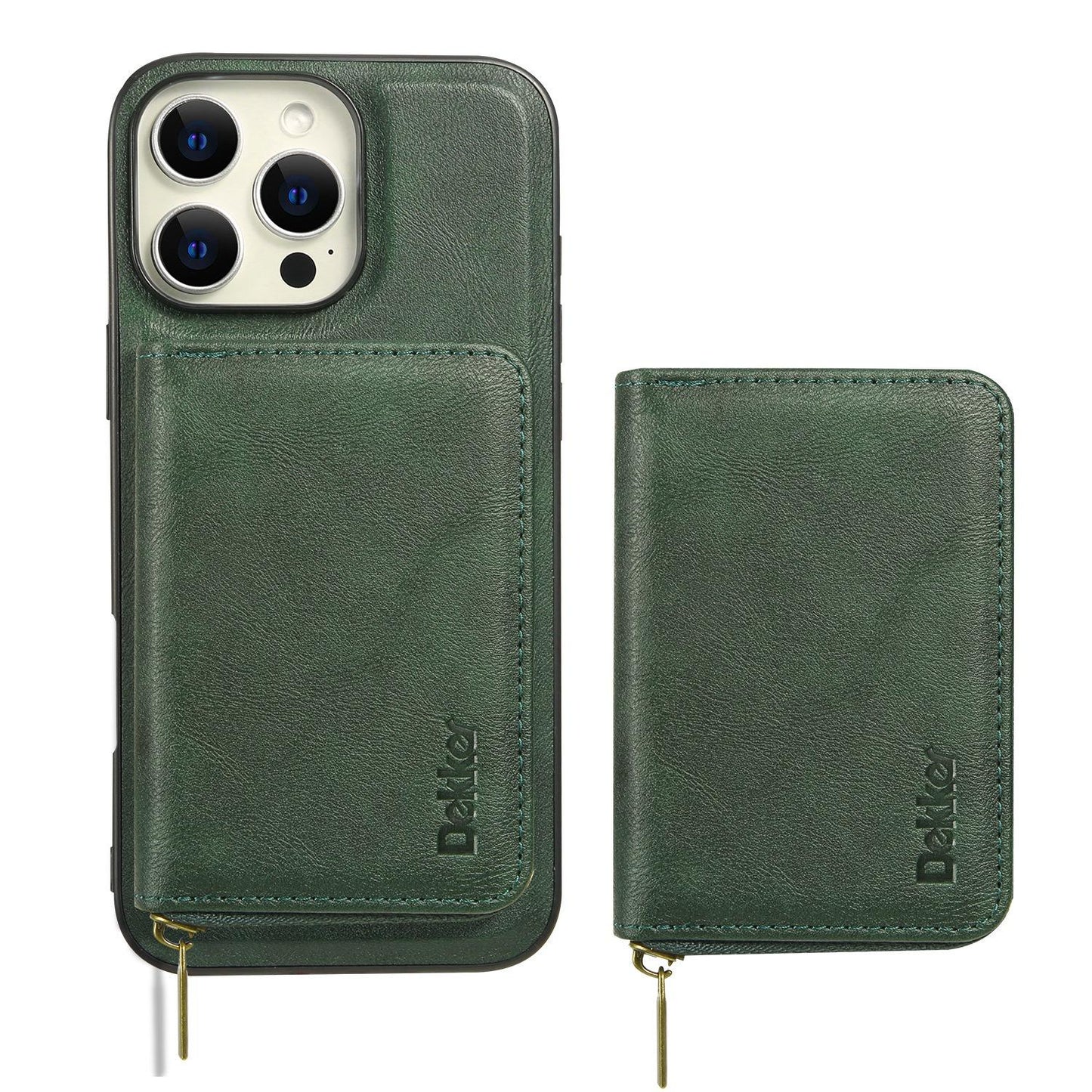 Multi-function Leather Zipper Card Case Strong Magnetic Wallet Card Holder Card Bag Case for Magsafe for iPhone 16 15 14 13 12 Pro Max Stand Cover for Samsung S25 S24 S23 Smart Phone Accessories
