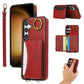 For Samsung S25Ultra S24 S23 S22 A16 A15 A35 A55 Leather Phone Case with Double Folding Wallet Wristband, Anti-Fall Card Slot Kickstand Shockproof Business Hard Full Cover