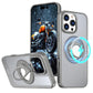 For iPhone 16 15 14 13 12 11 Phone Case with 360 Degree Rotate Ring Kickstand, Matte Crystal Magnetic Metal Camera Frame Shockproof Hard Full Cover