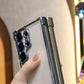 Electroplated Four Corners Anti-fall Transparent Hard PC Phone Case With Multifunctional Wristband For Samsung S25Ultra S25 S24FE S24Ultra S24 S22 S21 Note20, Full Cover with Camera Protector