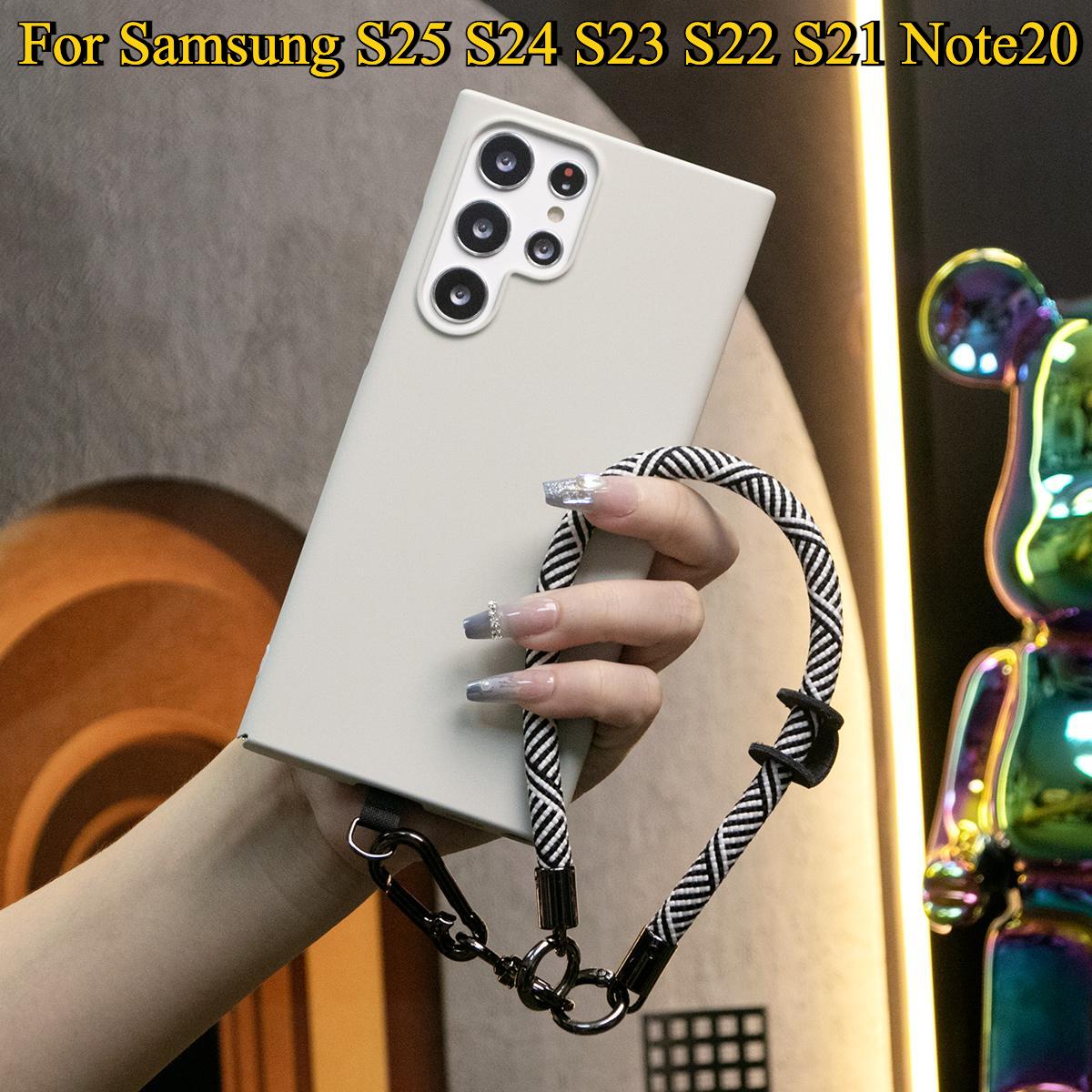 Ultra Thin Sandstone Matte Case with Multifunctional Climbing Rope For Samsung S25 S24 S23 S22 S21 Note20 Full Protective Hard Back Cover