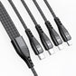 1.2m/2m 6A 4in1 One Drag Four Fast Filling Line Cable Aluminum Alloy + Two-color Braided Thread Fast Charging IP Type-C Android Universal