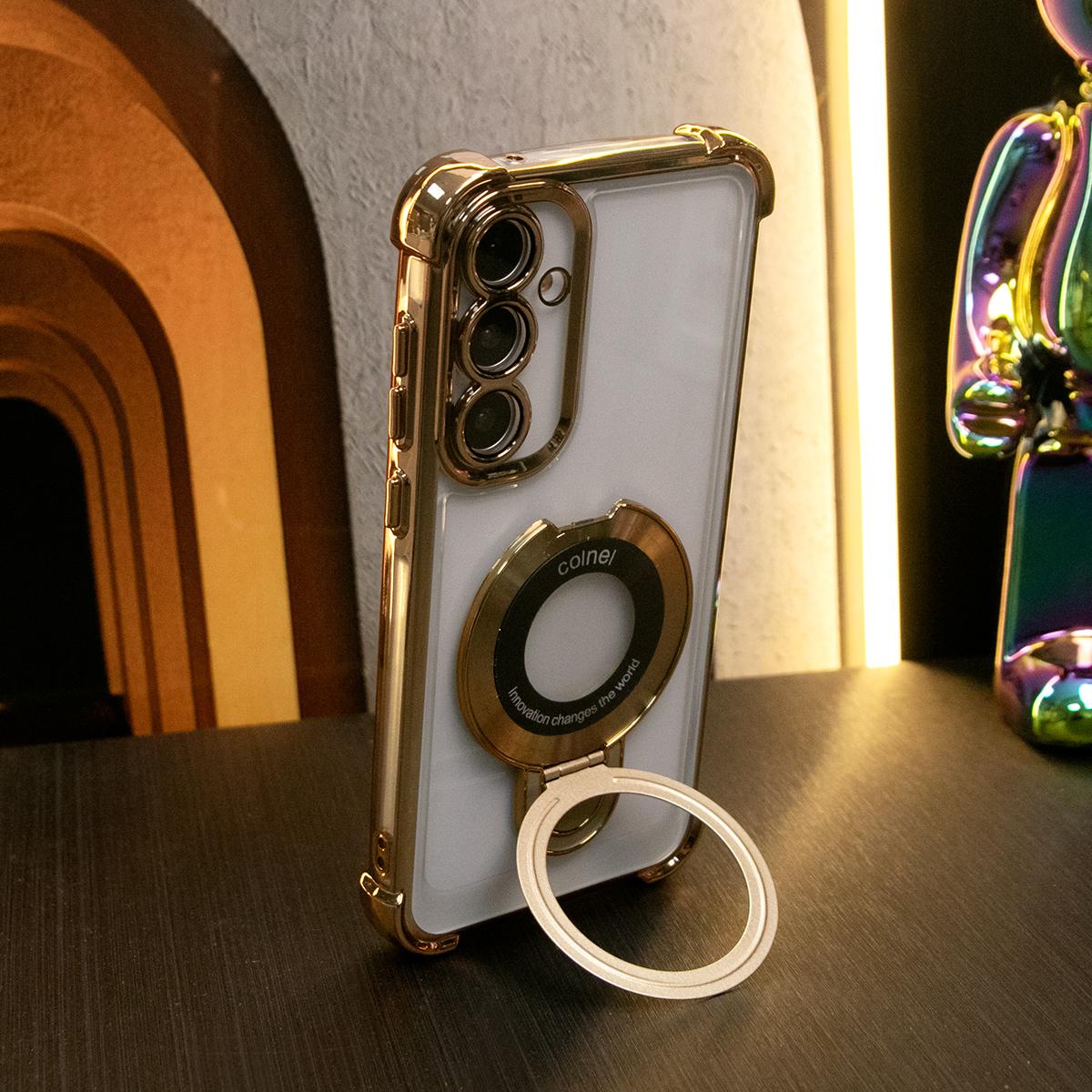 Luxury Plating Four Corners Shockproof Clear Case With Magnetic Stand For iPhone 16 15 14 13 12 11 XR XSMax X/XS Transparent Hard Acrylic Hybrid Bumper Hard Full Cover