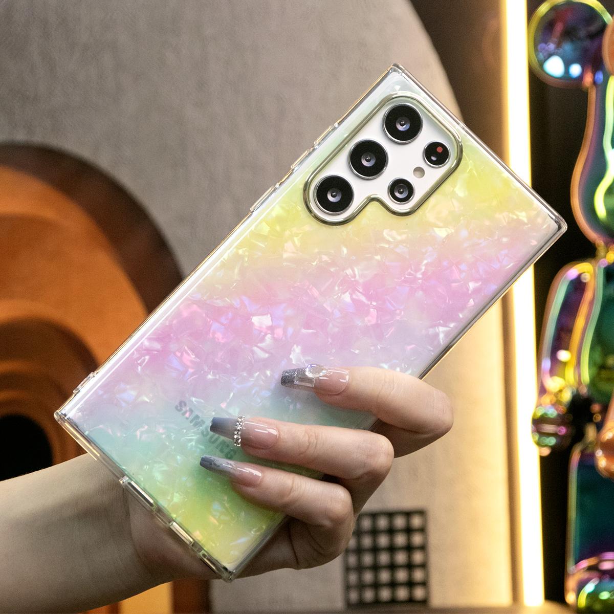 For Samsung S25 S24 S23 S22 A55 A35 A25 A15 Phone Case, Shell Marbling Pattern, Glitter Luxury Elegant Case Camera Protection Shockproof Hard Cover