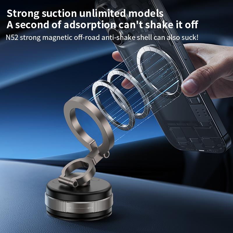 Upgrade Three-axis Flexible Alloy 360° Magnetic Vacuum Adsorption Double-sided Fold Rotating Multi-angle Strong Suction, Stable Holder, Hands Free Automobile, Adjustable Mount for All Phones
