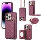 For iPhone 16ProMax 16 15 14 13 12 11 Leather Phone Case with Double Folding Wallet Lanyard, Anti-Fall Card Slot Mirror Ring Kickstand Shockproof Business Hard Full Cover