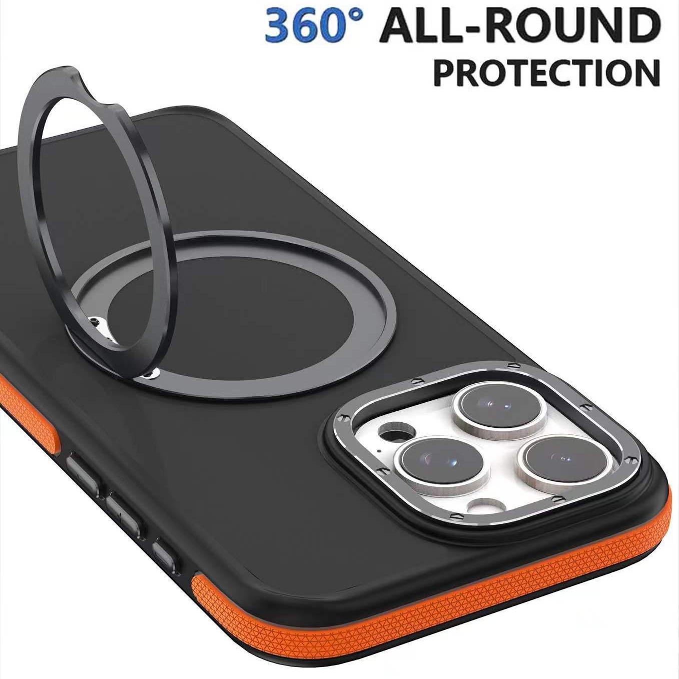 For Samsung S25 S25+ S25Ultra S24 S23 Strong Magnetic Phone Case, Metal 360 Degree Rotation Kickstand Protection, Elegant Matte Case Support Wireless Charging Shockproof Bumper Hard Full Cover