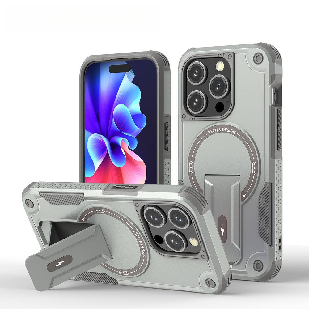 Anti-Dust Anti-Fall Heavy Duty Protection Shockproof Magnetic Phone Case With Kickstand for iPhone 16ProMax 16 15 14 13 12 11 Bumper Matte Hard Cover