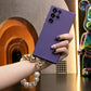 Liquid Silicone Matte Shockproof Phone Case with Pearl Metal Lanyard For Samsung S25 S24 S23 S22 S21 Note20 Camera Protect Soft Cover