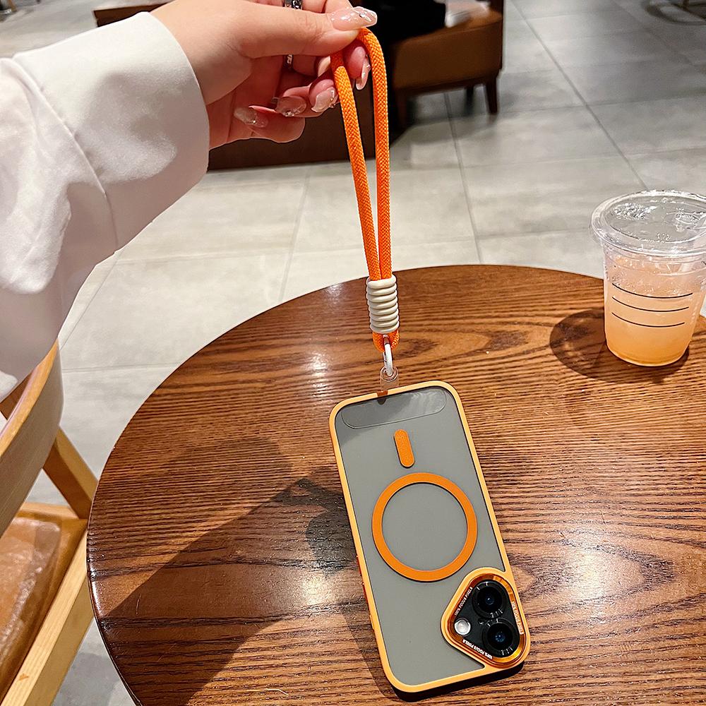 Colorful Crystal High Definition Clear Magnetic Phone Case with Woven Wristband For iPhone 16ProMax 16 15 14 13 12 11 Pro Max Plus Transparent HD Len Protection Hard Full Cover