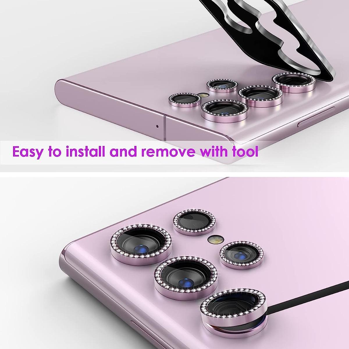 Diamond 9H Tempered Glass Camera Lens Protector Alloy Ring Cover for Samsung Galaxy S25 Ultra S24 Ultra