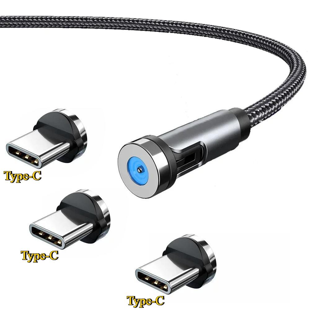 1m/2m/3m Magnetic Charging Cable 540° Rotating Magnetic Phone Charger Cable - 90° Angle Connector, Nylon-Braided Cords For iPhone For Samsung Smart Phone Accessories