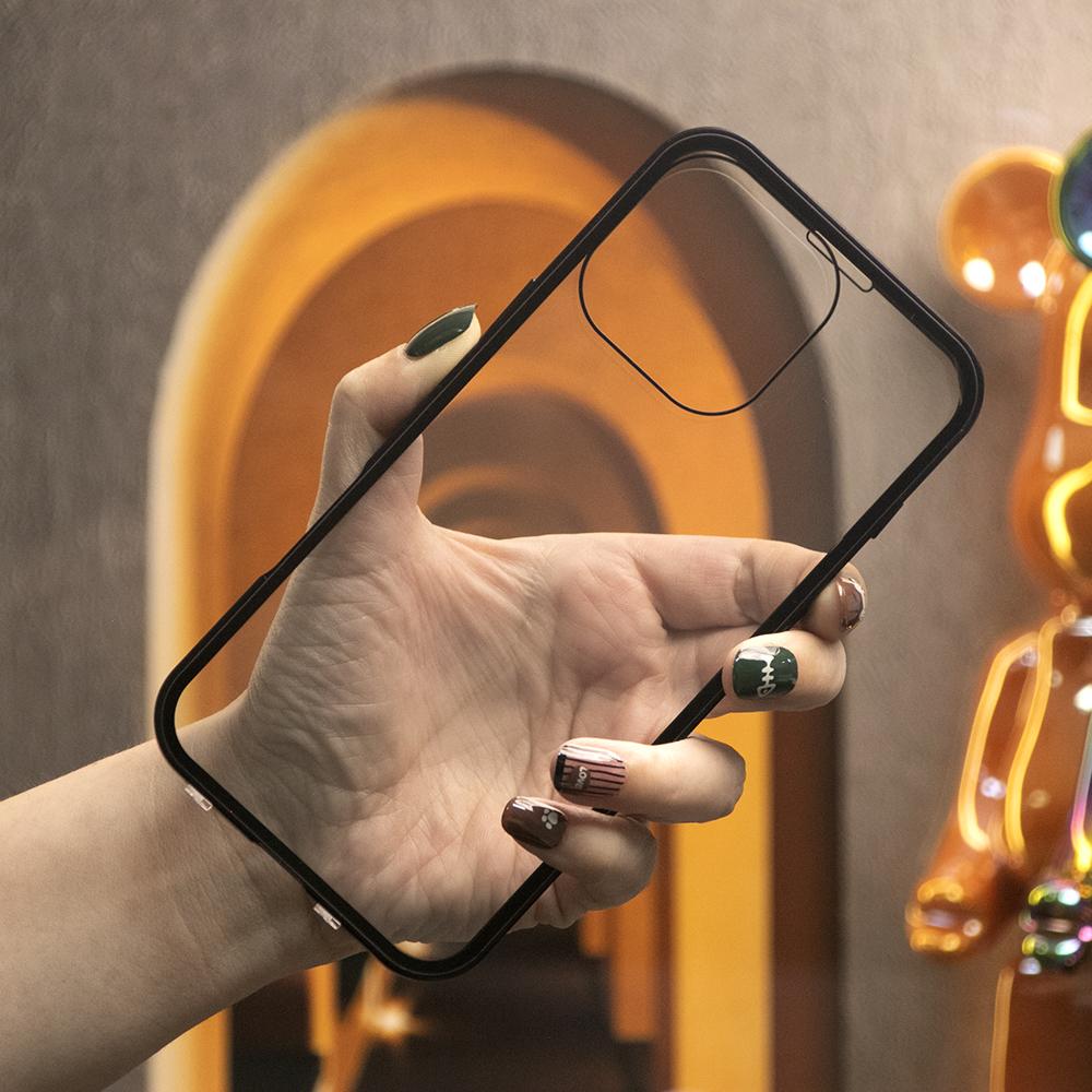 High Definition Tempered Glass Double Sided Full Cover 360 Magnetic Adsorption Metal Case For iPhone 16ProMax 16 15 14 13 12 11 Pro Max X/XS Front and Black Full Glass Cover
